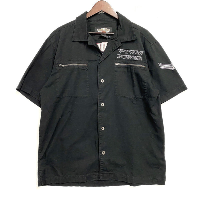【中古品】【メンズ】 HARLEY DAVIDSON ハーレーダビッドソン BACK PIN-UP GIRL S/S SHIRT 96071-09VM バック ピンナップ ガール ショートスリーブ シャツ 半袖 146-260607-as-26-izu サイズ：M カラー：ブラック 万代Net店