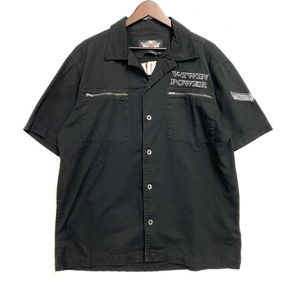 【中古品】【メンズ】 HARLEY DAVIDSON ハーレーダビッドソン BACK PIN-UP GIRL S/S SHIRT 96071-09VM バック ピンナップ ガール ショートスリーブ シャツ 半袖 146-260607-as-26-izu サイズ：M カラー：ブラック 万代Net店