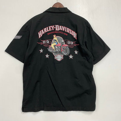 【中古品】【メンズ】 HARLEY DAVIDSON ハーレーダビッドソン BACK PIN-UP GIRL S/S SHIRT 96071-09VM バック ピンナップ ガール ショートスリーブ シャツ 半袖 146-260607-as-26-izu サイズ：M カラー：ブラック 万代Net店
