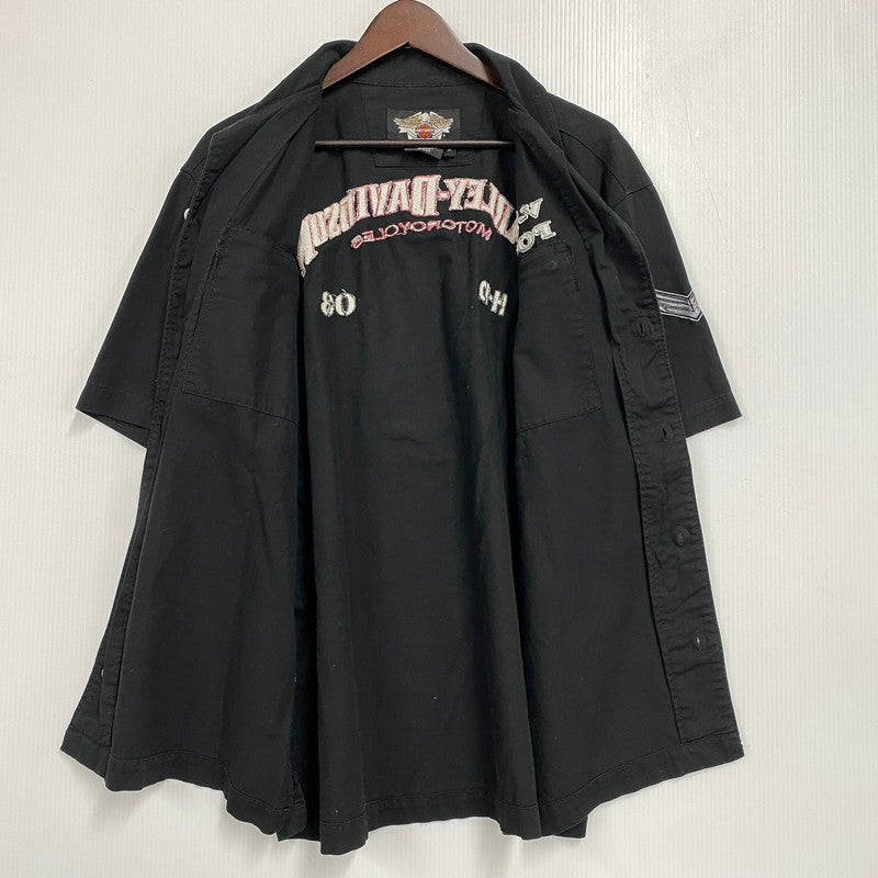 【中古品】【メンズ】 HARLEY DAVIDSON ハーレーダビッドソン BACK PIN-UP GIRL S/S SHIRT 96071-09VM バック ピンナップ ガール ショートスリーブ シャツ 半袖 146-260607-as-26-izu サイズ：M カラー：ブラック 万代Net店