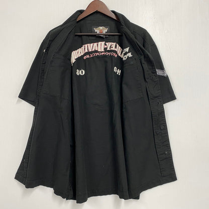 【中古品】【メンズ】 HARLEY DAVIDSON ハーレーダビッドソン BACK PIN-UP GIRL S/S SHIRT 96071-09VM バック ピンナップ ガール ショートスリーブ シャツ 半袖 146-260607-as-26-izu サイズ：M カラー：ブラック 万代Net店