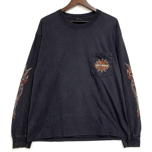 【中古品】【メンズ】 HARLEY-DAVIDSON ハーレーダビッドソン ANNAPOLIS MARYLAND ARM PRINT POCKET LS TEE アナポリス メリーランド アーム プリント ポケット ロングスリーブ Tシャツ トップス 146-260530-kh-10-izu カラー：ブラック 万代Net店