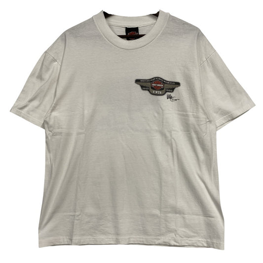 【中古品】【メンズ】 HARLEY DAVIDSON ハーレーダビッドソン 1903-1998 95TH EMBLEM PRINT S/S TEE プリント ショートスリーブ Tシャツ USA製 半袖 トップス 146-260607-as-31-izu サイズ：L カラー：ホワイト 万代Net店