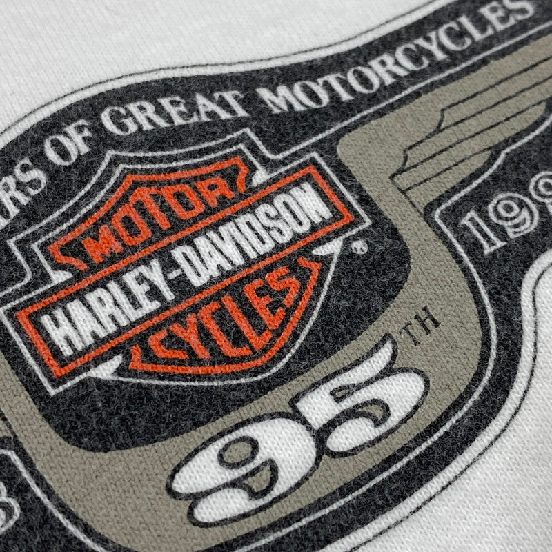 【中古品】【メンズ】 HARLEY DAVIDSON ハーレーダビッドソン 1903-1998 95TH EMBLEM PRINT S/S TEE プリント ショートスリーブ Tシャツ USA製 半袖 トップス 146-260607-as-31-izu サイズ：L カラー：ホワイト 万代Net店