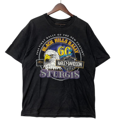 【中古品】【メンズ】 HARLEY DAVIDSON ハーレーダビッドソン c1997 c2000 BLACK HILLS RALLY 60TH EAGLE PRINT SS TEE プリント 半袖 Tシャツ USA製 146-260527-as-26-izu サイズ：L カラー：ブラック 万代Net店