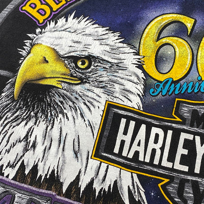 【中古品】【メンズ】 HARLEY DAVIDSON ハーレーダビッドソン c1997 c2000 BLACK HILLS RALLY 60TH EAGLE PRINT SS TEE プリント 半袖 Tシャツ USA製 146-260527-as-26-izu サイズ：L カラー：ブラック 万代Net店