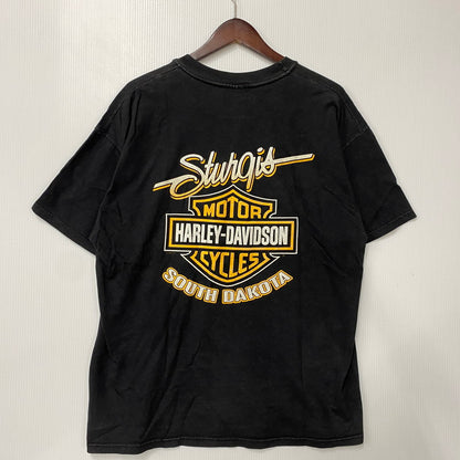 【中古品】【メンズ】 HARLEY DAVIDSON ハーレーダビッドソン c1997 c2000 BLACK HILLS RALLY 60TH EAGLE PRINT SS TEE プリント 半袖 Tシャツ USA製 146-260527-as-26-izu サイズ：L カラー：ブラック 万代Net店