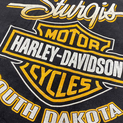 【中古品】【メンズ】 HARLEY DAVIDSON ハーレーダビッドソン c1997 c2000 BLACK HILLS RALLY 60TH EAGLE PRINT SS TEE プリント 半袖 Tシャツ USA製 146-260527-as-26-izu サイズ：L カラー：ブラック 万代Net店