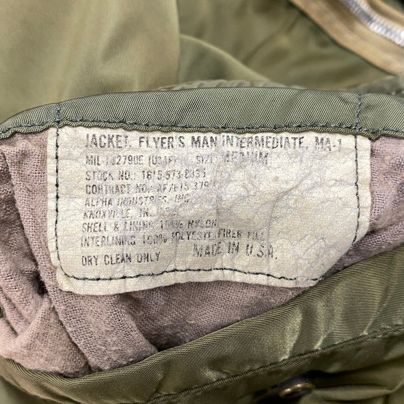 【現状渡し品】【メンズ】 ALPHA INDUSTRIES アルファインダストリーズ MA-1 FLIGHT JACKET 1615-573-8335 フライトジャケット USA製 145-260527-as-20-izu サイズ：M カラー：カーキ/オレンジ 万代Net店