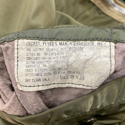 【現状渡し品】【メンズ】 ALPHA INDUSTRIES アルファインダストリーズ MA-1 FLIGHT JACKET 1615-573-8335 フライトジャケット USA製 145-260527-as-20-izu サイズ：M カラー：カーキ/オレンジ 万代Net店