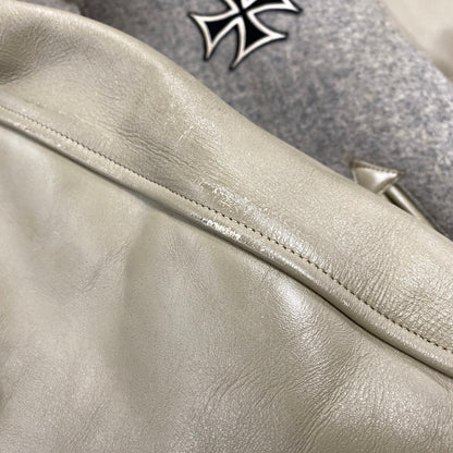 【現状渡し品】【メンズ】 STYLE EYES スタイルアイズ 東洋エンタープライズ M16487 M16488 CROSS PATCH WOOL LEATHER STADIUM JACKET クロス パッチ ウール レザー スタジアム ジャケット アウター 146-260525-cs-02-izu サイズ：40 カラー：グレー×ベージュ 万代Net店