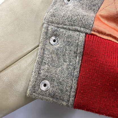【現状渡し品】【メンズ】 STYLE EYES スタイルアイズ 東洋エンタープライズ M16487 M16488 CROSS PATCH WOOL LEATHER STADIUM JACKET クロス パッチ ウール レザー スタジアム ジャケット アウター 146-260525-cs-02-izu サイズ：40 カラー：グレー×ベージュ 万代Net店