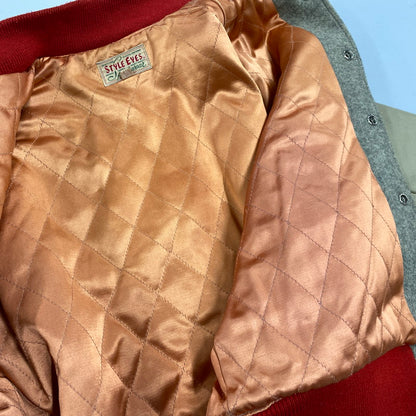 【現状渡し品】【メンズ】 STYLE EYES スタイルアイズ 東洋エンタープライズ M16487 M16488 CROSS PATCH WOOL LEATHER STADIUM JACKET クロス パッチ ウール レザー スタジアム ジャケット アウター 146-260525-cs-02-izu サイズ：40 カラー：グレー×ベージュ 万代Net店