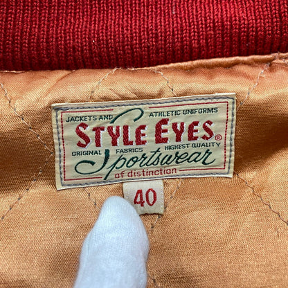 【現状渡し品】【メンズ】 STYLE EYES スタイルアイズ 東洋エンタープライズ M16487 M16488 CROSS PATCH WOOL LEATHER STADIUM JACKET クロス パッチ ウール レザー スタジアム ジャケット アウター 146-260525-cs-02-izu サイズ：40 カラー：グレー×ベージュ 万代Net店