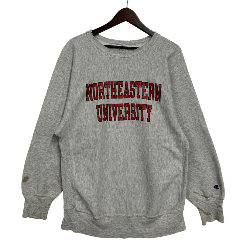 【現状渡し品】【メンズ】 CHAMPION チャンピオン 90S 刺繍タグ NORTHEASTERN UNIVERSITY REVERSE WEAVE SWEAT SHIRT ノースイースタン ユニバーシティ リバース ウィーブ スウェット シャツ トップス 長袖 146-260525-cs-14-izu サイズ：XL カラー：グレー 万代Net店