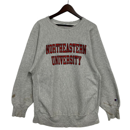 【現状渡し品】【メンズ】 CHAMPION チャンピオン 90S 刺繍タグ NORTHEASTERN UNIVERSITY REVERSE WEAVE SWEAT SHIRT ノースイースタン ユニバーシティ リバース ウィーブ スウェット シャツ トップス 長袖 146-260525-cs-14-izu サイズ：XL カラー：グレー 万代Net店