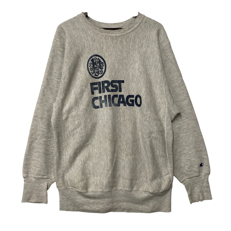 【現状渡し品】【メンズ】 CHAMPION チャンピオン 90S 刺繍タグ FIRST CHICAGO REVERSE WEAVE SWEAT SHIRTファースト・シカゴ リバース・ウィーブ スウェットシャツ トップス 長袖 146-260529-ya-12-izu サイズ：XL カラー：グレー 万代Net店