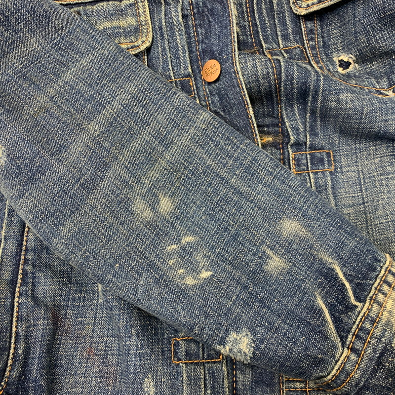 【中古品】【メンズ】 EZRA FITCH エズラフィッチ DAMAGE DENIM JACKET ダメージ デニム ジャケット アウター 145-260714-cs-16-izu サイズ：S カラー：インディゴ 万代Net店