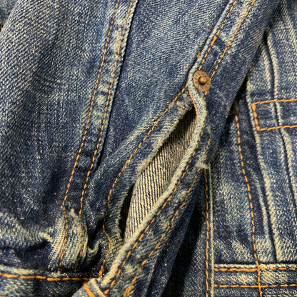 【中古品】【メンズ】 EZRA FITCH エズラフィッチ DAMAGE DENIM JACKET ダメージ デニム ジャケット アウター 145-260714-cs-16-izu サイズ：S カラー：インディゴ 万代Net店