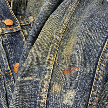 【中古品】【メンズ】 EZRA FITCH エズラフィッチ DAMAGE DENIM JACKET ダメージ デニム ジャケット アウター 145-260714-cs-16-izu サイズ：S カラー：インディゴ 万代Net店