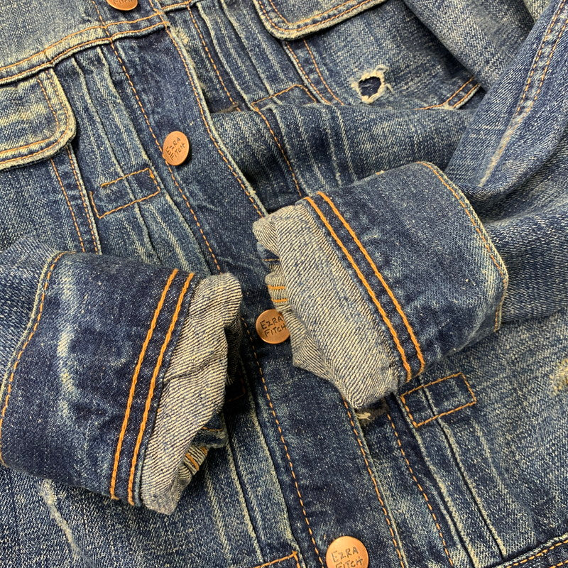 【中古品】【メンズ】 EZRA FITCH エズラフィッチ DAMAGE DENIM JACKET ダメージ デニム ジャケット アウター 145-260714-cs-16-izu サイズ：S カラー：インディゴ 万代Net店
