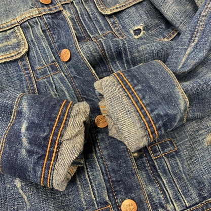 【中古品】【メンズ】 EZRA FITCH エズラフィッチ DAMAGE DENIM JACKET ダメージ デニム ジャケット アウター 145-260714-cs-16-izu サイズ：S カラー：インディゴ 万代Net店