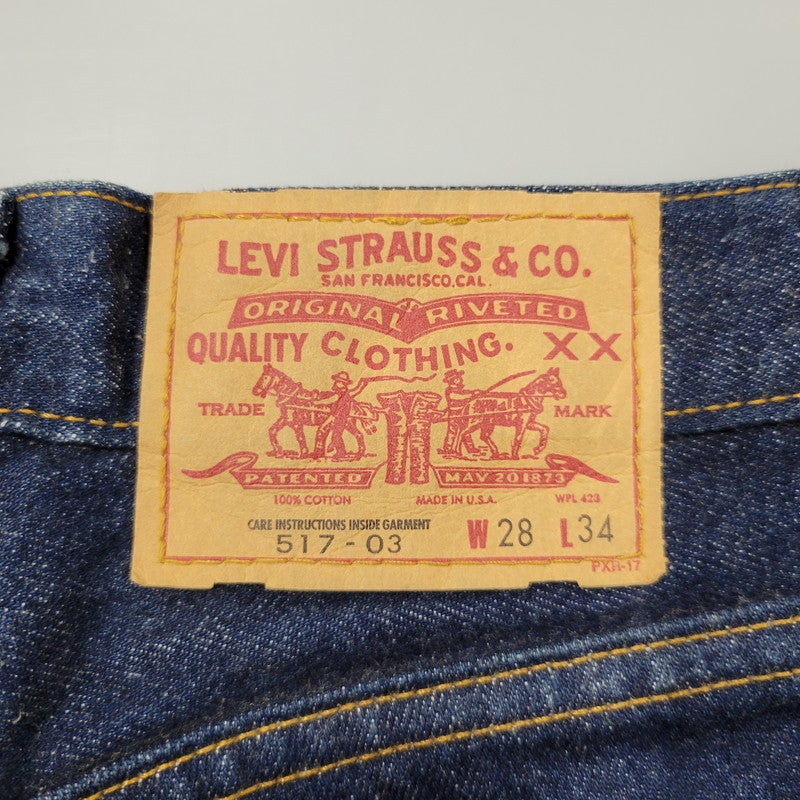 【中古品】【メンズ】 Levi's リーバイス BOOTS CUT DENIM PANTS 517-03 ブーツカット デニムパンツ 刻印553 USA製 ジーンズ 157-260528-as-06-izu サイズ：28×34 カラー：インディゴ 万代Net店