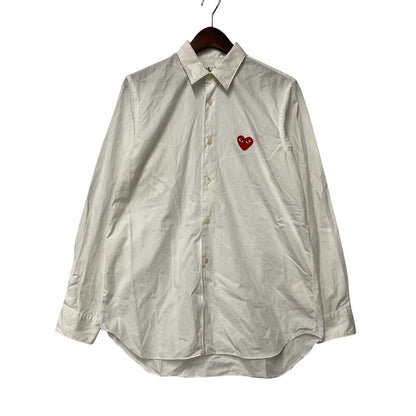 【中古品】【メンズ】 COMME DES GARCONS コムデギャルソン CDG PLAY AZ-B002 SHIRT RED HEART シーディージー プレイ シャツ レッド ハート トップス 長袖 140-260529-cs-04-izu サイズ：S カラー：ホワイト 万代Net店