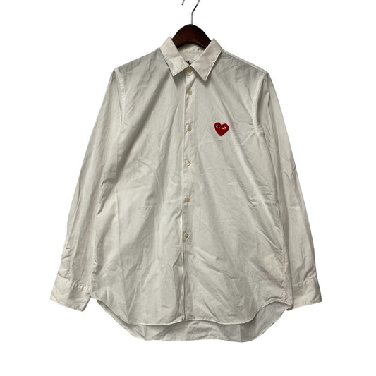 【中古品】【メンズ】 COMME DES GARCONS コムデギャルソン CDG PLAY AZ-B002 SHIRT RED HEART シーディージー プレイ シャツ レッド ハート トップス 長袖 140-260529-cs-04-izu サイズ：S カラー：ホワイト 万代Net店