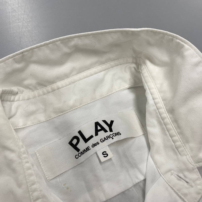 【中古品】【メンズ】 COMME DES GARCONS コムデギャルソン CDG PLAY AZ-B002 SHIRT RED HEART シーディージー プレイ シャツ レッド ハート トップス 長袖 140-260529-cs-04-izu サイズ：S カラー：ホワイト 万代Net店