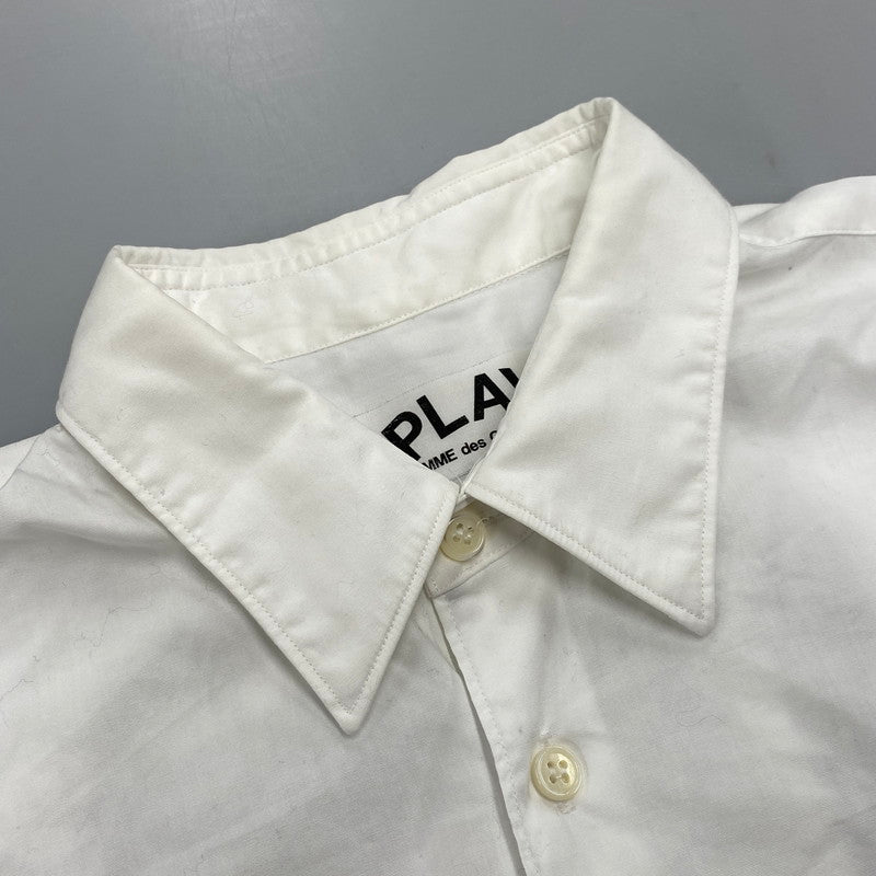 【中古品】【メンズ】 COMME DES GARCONS コムデギャルソン CDG PLAY AZ-B002 SHIRT RED HEART シーディージー プレイ シャツ レッド ハート トップス 長袖 140-260529-cs-04-izu サイズ：S カラー：ホワイト 万代Net店