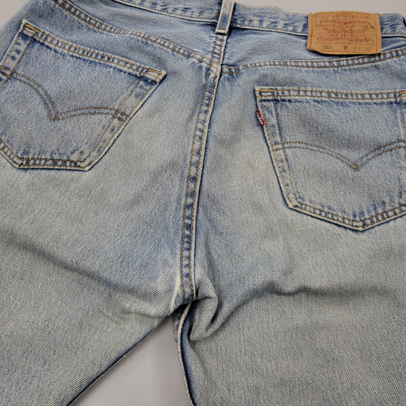 【現状渡し品】【メンズ】 Levi's リーバイス 501 DENIM PANTS 501-0193 デニムパンツ 刻印511 USA製 ジーンズ 157-260528-as-05-izu サイズ：34×32 カラー：ライトインディゴ 万代Net店