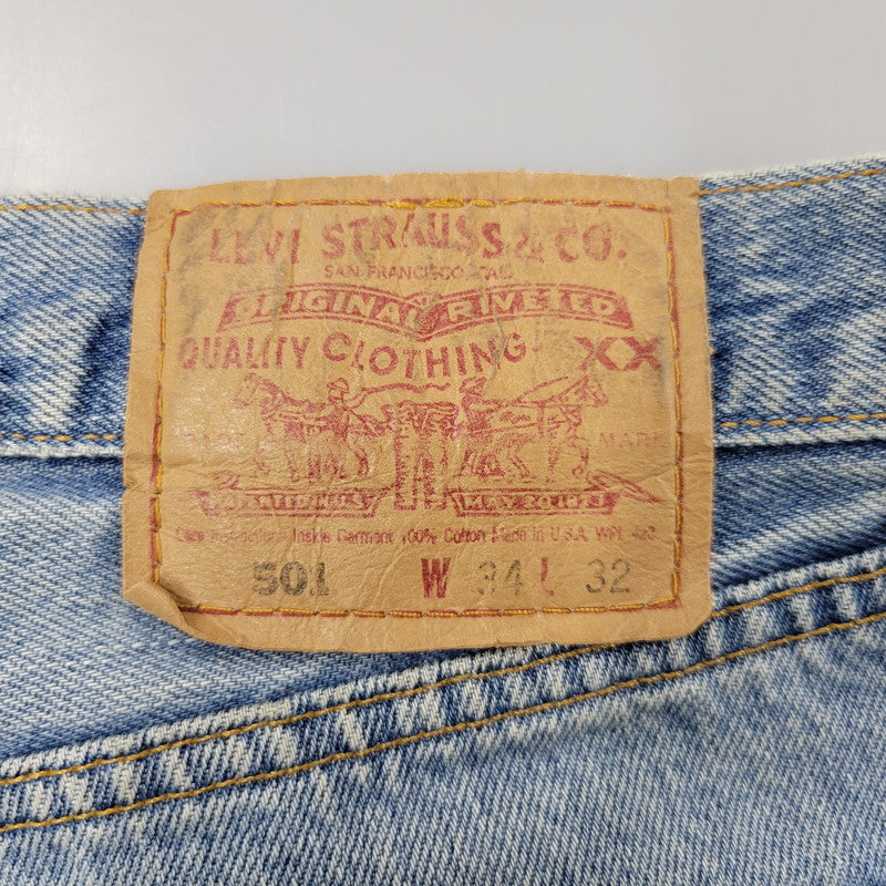 【現状渡し品】【メンズ】 Levi's リーバイス 501 DENIM PANTS 501-0193 デニムパンツ 刻印511 USA製 ジーンズ 157-260528-as-05-izu サイズ：34×32 カラー：ライトインディゴ 万代Net店