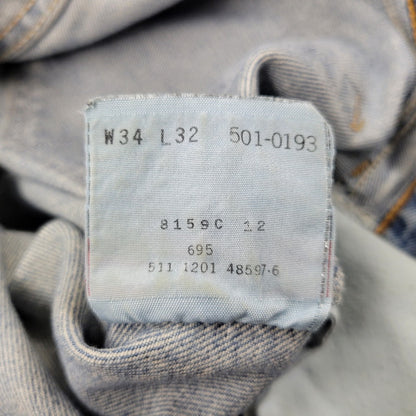 【現状渡し品】【メンズ】 Levi's リーバイス 501 DENIM PANTS 501-0193 デニムパンツ 刻印511 USA製 ジーンズ 157-260528-as-05-izu サイズ：34×32 カラー：ライトインディゴ 万代Net店