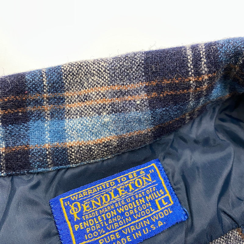 【中古品】【メンズ】 PENDLETON ペンドルトン 70S USA製 BOARD SHIRT ボード シャツ トップス 長袖 146-260529-ya-14-izu サイズ：L カラー：ブルー 万代Net店