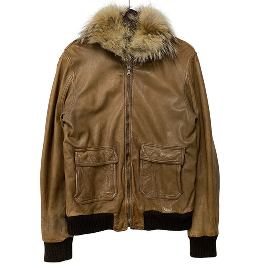 【中古品】【メンズ】 GIORGIO BRATO ジョルジオブラット VERA PELLE FUR COLLAR RAMB LEATHER JACKET ベラ ペレ ファー カラー レザー ジャケット アウター 141-260526-kh-11-izu サイズ：48 カラー：ブラウン 万代Net店