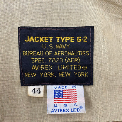 【中古品】【メンズ】 AVIREX アヴィレックス 7823 USA製 80-90S TYPE G-2 FLIGHT JACKET タイプ ジーツー フライト ジャケット アウター 145-260527-cs-01-izu サイズ：44 カラー：ブラウン 万代Net店