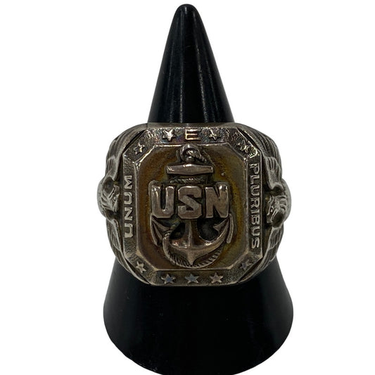 【中古品】【メンズ】 U.S.NAVY ユーエスネイビー STERLING スターリング 推定40’～50’S JO刻印 ANCHOR RING アンカー リング 指輪 アクセサリー 192-260603-cs-09-izu カラー：シルバー 万代Net店