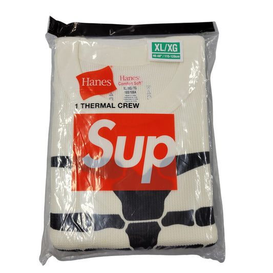 【中古美品】【メンズ】 SUPREME シュプリーム × HANES ヘインズ BONES THERMAL CREW ボーンズ サーマル クルー (1 PACK) 149-260529-ya-03-izu サイズ：XL/XG カラー：NATURAL 万代Net店