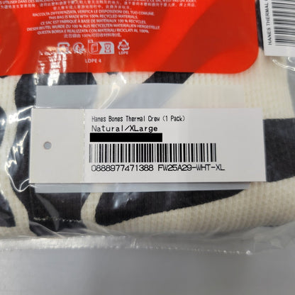【中古美品】【メンズ】 SUPREME シュプリーム × HANES ヘインズ BONES THERMAL CREW ボーンズ サーマル クルー (1 PACK) 149-260529-ya-03-izu サイズ：XL/XG カラー：NATURAL 万代Net店