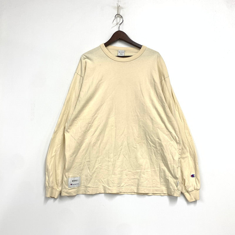【中古品】【メンズ】 WTAPS ダブルタップス × CHAMPION チャンピオン C8-U421 ACADEMY LS COTTON アカデミー ロングスリーブ コットン トップス 長袖 142-260531-ya-05-izu サイズ：XL カラー：クリーム 万代Net店