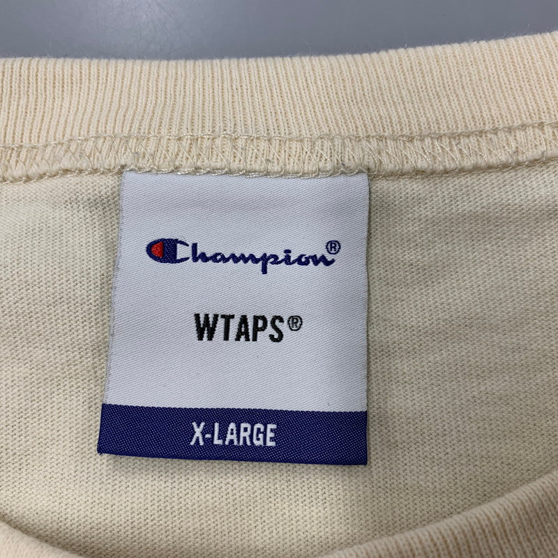 【中古品】【メンズ】 WTAPS ダブルタップス × CHAMPION チャンピオン C8-U421 ACADEMY LS COTTON アカデミー ロングスリーブ コットン トップス 長袖 142-260531-ya-05-izu サイズ：XL カラー：クリーム 万代Net店