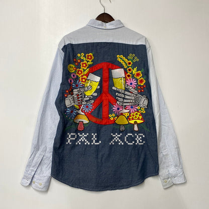 【中古品】【メンズ】 PALACE パレス HIPPY SALUTE SHIRT ヒッピー サルート シャツ トップス 長袖 142-260529-ya-10-izu サイズ：L カラー：ブルー×ホワイト 万代Net店