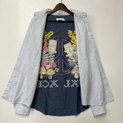 【中古品】【メンズ】 PALACE パレス HIPPY SALUTE SHIRT ヒッピー サルート シャツ トップス 長袖 142-260529-ya-10-izu サイズ：L カラー：ブルー×ホワイト 万代Net店