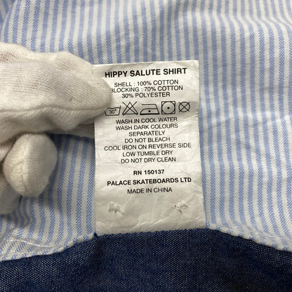 【中古品】【メンズ】 PALACE パレス HIPPY SALUTE SHIRT ヒッピー サルート シャツ トップス 長袖 142-260529-ya-10-izu サイズ：L カラー：ブルー×ホワイト 万代Net店