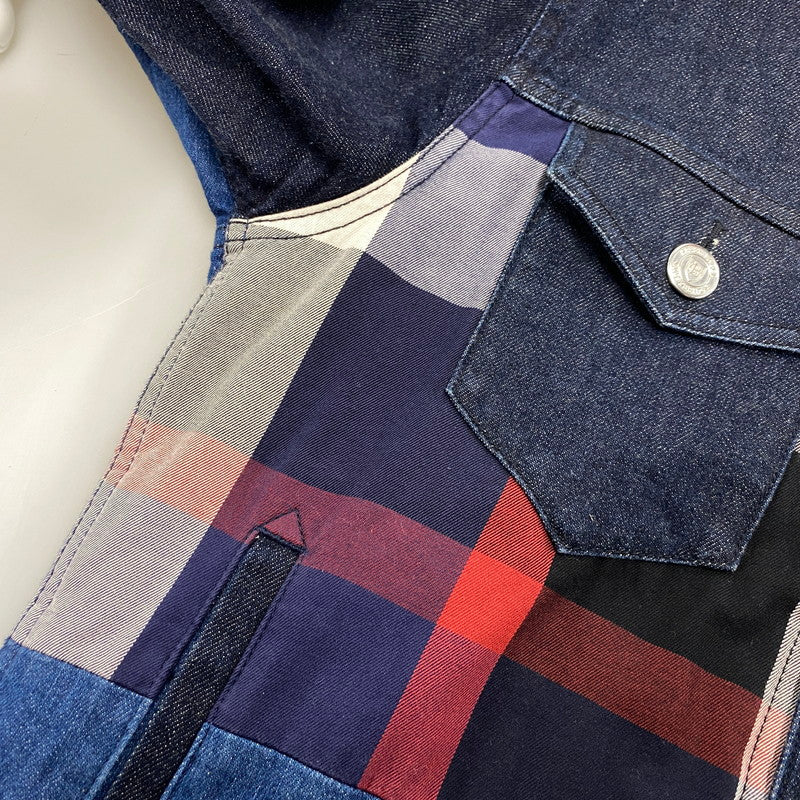 【中古品】【メンズ】 BLACK LABEL CRESTBRIDGE ブラックレーベル・クレストブリッジ PATCHWORK DENIM JACKET 51F17-116-28 パッチワーク デニムジャケット 141-260530-as-01-izu サイズ：L カラー：インディゴ 万代Net店