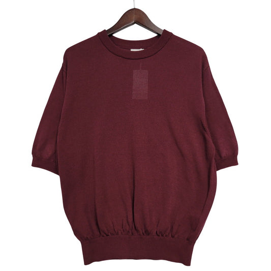 【中古美品】【メンズ】 BLANC YM ブランワイエム WIDE KNIT T-SHIRT BL-26S-KT ワイドニットTシャツ 140-260530-as-14-izu サイズ：S カラー：BURGUNDY 万代Net店