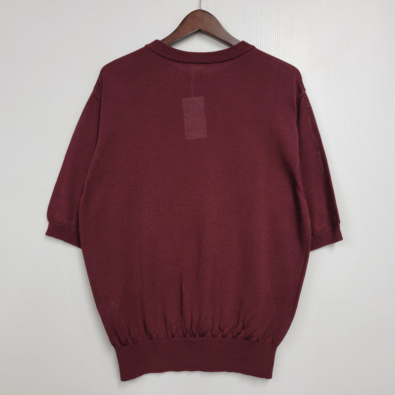 【中古美品】【メンズ】 BLANC YM ブランワイエム WIDE KNIT T-SHIRT BL-26S-KT ワイドニットTシャツ 140-260530-as-14-izu サイズ：S カラー：BURGUNDY 万代Net店
