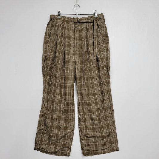 【中古美品】【メンズ】 ANCELLM アンセルム AGING CHECK BELT-LESS SLACKS ANC-PT104 チェック ベルトレス スラックス パンツ 151-260530-as-10-izu サイズ：1 カラー：GREEN 万代Net店