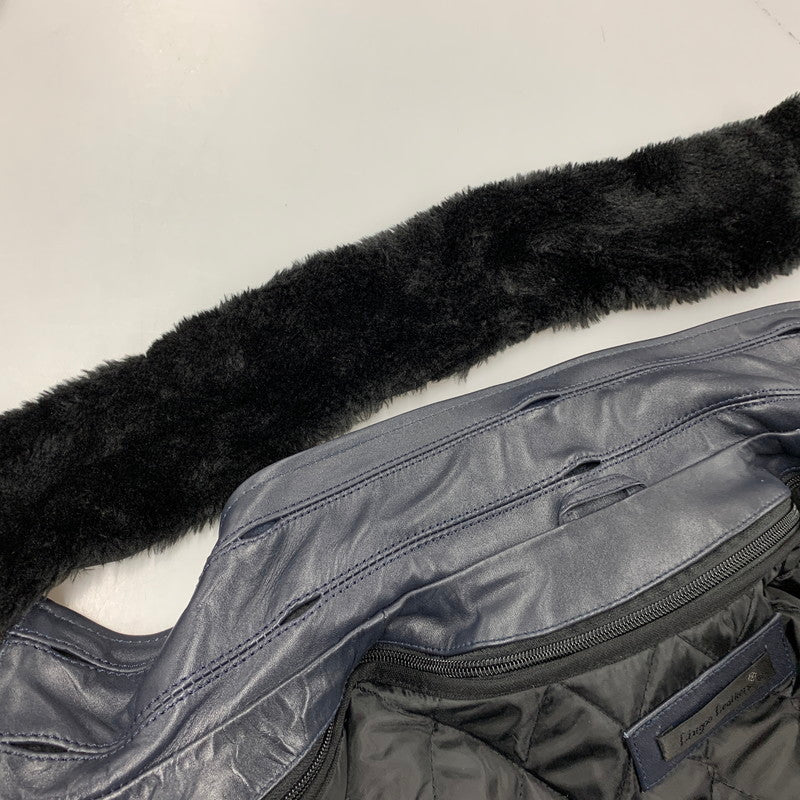 【中古品】【メンズ】 LIUGOO LEATHERS リューグーレザーズ QUILTING LINER LEATHER JACKET キルティング ライナー レザー ジャケット アウター 147-260530-kh-15-izu サイズ：LL カラー：ネイビー 万代Net店